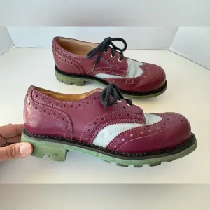 John Fluevoh Angel Purple and Blue Lace Up Wingtip Oxfords Shoes