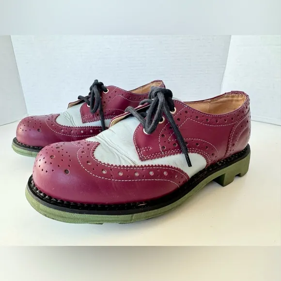 John Fluevoh Angel Purple and Blue Lace Up Wingtip Oxfords Shoes