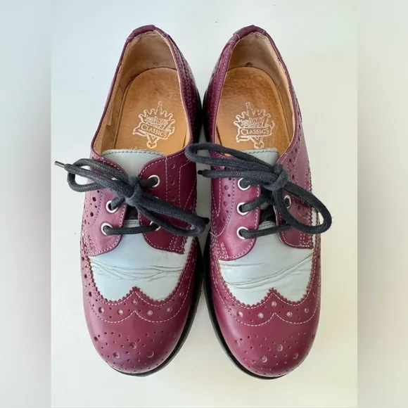 John Fluevoh Angel Purple and Blue Lace Up Wingtip Oxfords Shoes