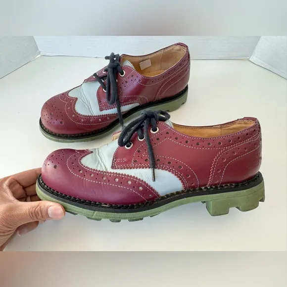 John Fluevoh Angel Purple and Blue Lace Up Wingtip Oxfords Shoes