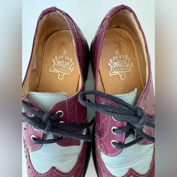 John Fluevoh Angel Purple and Blue Lace Up Wingtip Oxfords Shoes
