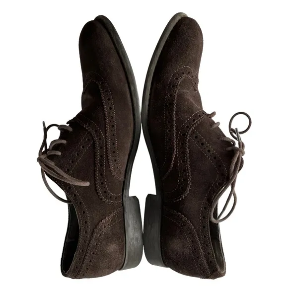 John Varvatos USA Brown Suede Wingtip Oxfords | 9
