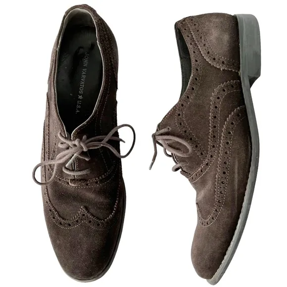 John Varvatos USA Brown Suede Wingtip Oxfords | 9