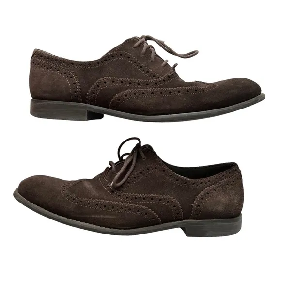 John Varvatos USA Brown Suede Wingtip Oxfords | 9