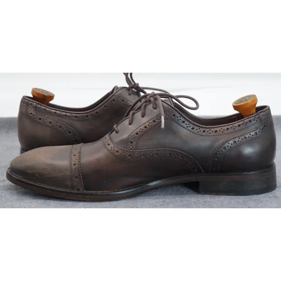 John Varvatos USA Distressed Brown Cap Toe Oxfords Shoes Mens 11