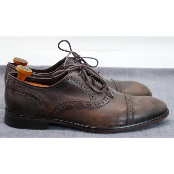 John Varvatos USA Distressed Brown Cap Toe Oxfords Shoes Mens 11