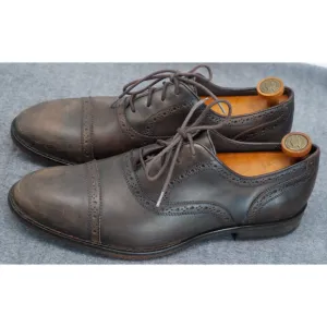 John Varvatos USA Distressed Brown Cap Toe Oxfords Shoes Mens 11