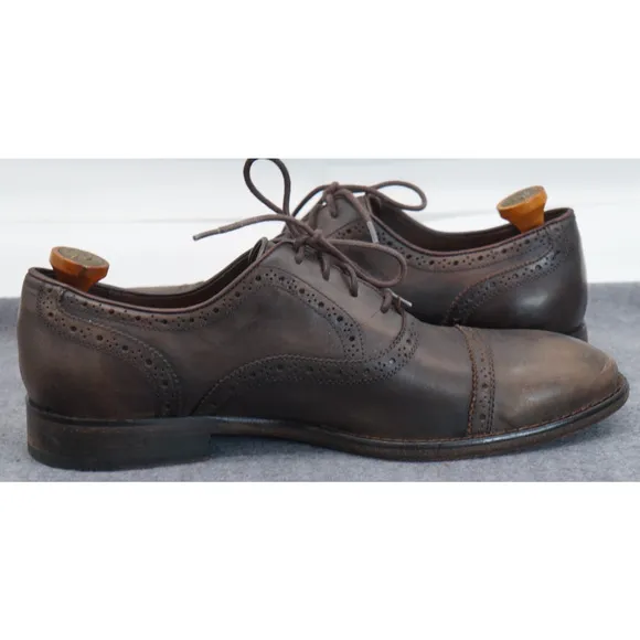 John Varvatos USA Distressed Brown Cap Toe Oxfords Shoes Mens 11