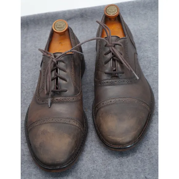 John Varvatos USA Distressed Brown Cap Toe Oxfords Shoes Mens 11