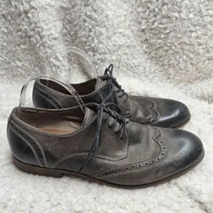 John Varvatos USA Gray Distressed Leather‎ Wingtip Oxfords Mens sz 10.5