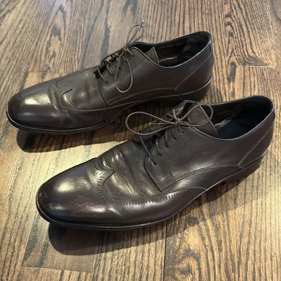 John Varvatos Wingtip Men’s Oxford Dark Brown Leather Shoes Made In Italy 10.5