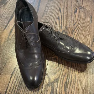 John Varvatos Wingtip Men’s Oxford Dark Brown Leather Shoes Made In Italy 10.5