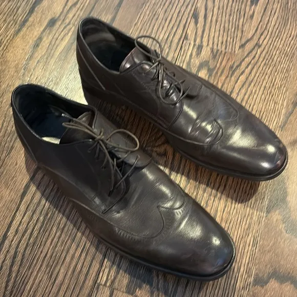 John Varvatos Wingtip Men’s Oxford Dark Brown Leather Shoes Made In Italy 10.5