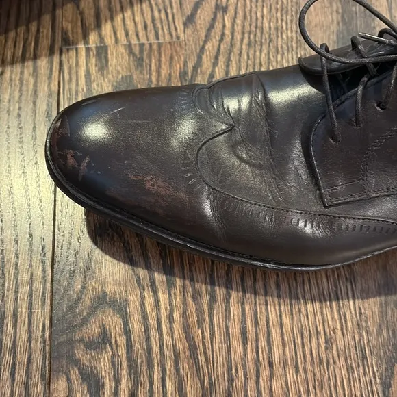 John Varvatos Wingtip Men’s Oxford Dark Brown Leather Shoes Made In Italy 10.5