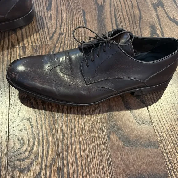 John Varvatos Wingtip Men’s Oxford Dark Brown Leather Shoes Made In Italy 10.5