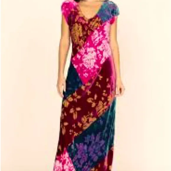 Johnny Was Jade Colorful Short Sleeve Burn Out Maxi Dress Whimsigoth Fairy Goth