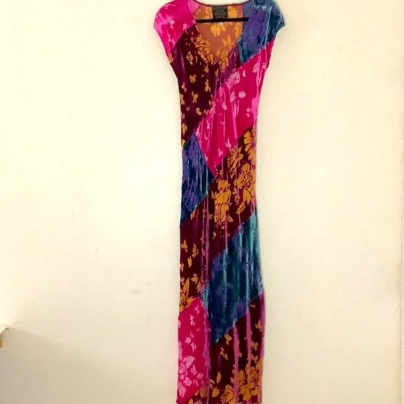 Johnny Was Jade Colorful Short Sleeve Burn Out Maxi Dress Whimsigoth Fairy Goth