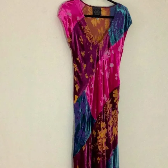 Johnny Was Jade Colorful Short Sleeve Burn Out Maxi Dress Whimsigoth Fairy Goth