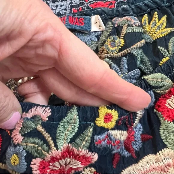 Johnny Was Maryam Embroidered Blue Birds &amp; Butterfly Tunic Dress. Small.