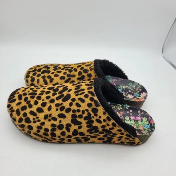 Johnny Was women clogs slip on Cheetah Print Genuine Calf Hair Mules Size 7 new