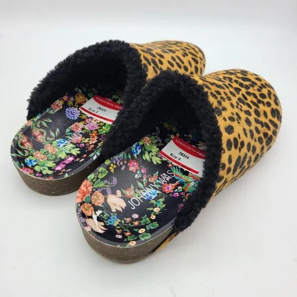 Johnny Was women clogs slip on Cheetah Print Genuine Calf Hair Mules Size 7 new