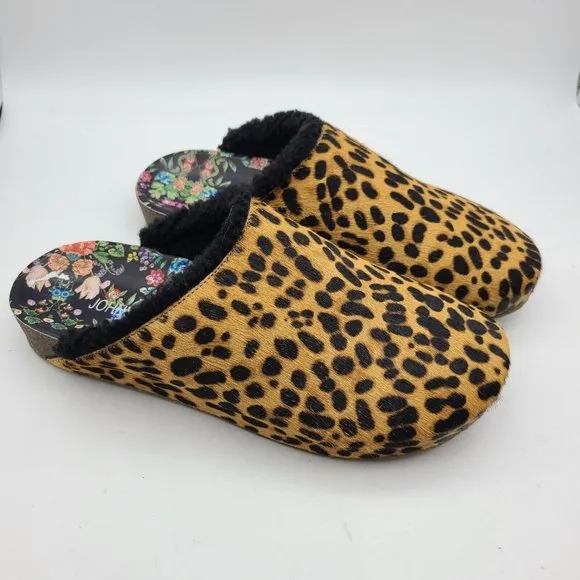 Johnny Was women clogs slip on Cheetah Print Genuine Calf Hair Mules Size 7 new
