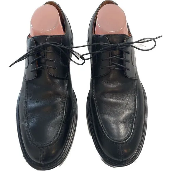 Johnston &amp; Murphy 020-5661 Black Leather Apron Toe Dress Oxfords Mens Size 9.5