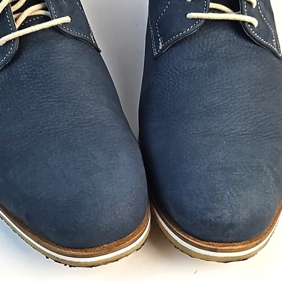 Johnston &amp; Murphy Ashby Plain Toe Navy Blue Nubuck Leather Lace Up Oxford Shoe