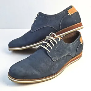 Johnston &amp; Murphy Ashby Plain Toe Navy Blue Nubuck Leather Lace Up Oxford Shoe