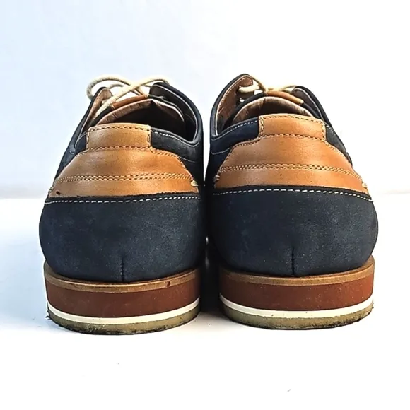 Johnston &amp; Murphy Ashby Plain Toe Navy Blue Nubuck Leather Lace Up Oxford Shoe