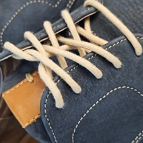 Johnston &amp; Murphy Ashby Plain Toe Navy Blue Nubuck Leather Lace Up Oxford Shoe