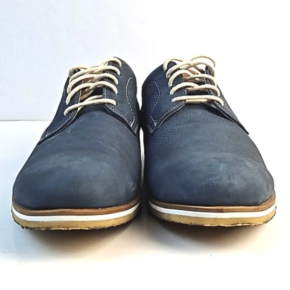 Johnston &amp; Murphy Ashby Plain Toe Navy Blue Nubuck Leather Lace Up Oxford Shoe