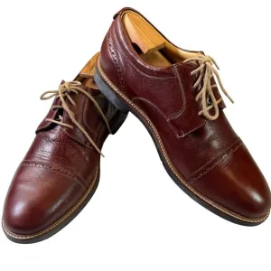 JOHNSTON &amp; MURPHY Barlow Cap Toe Lace Up Sheepskin Dress Shoes Brown Size 12