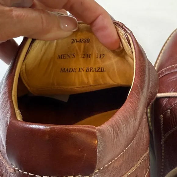 JOHNSTON &amp; MURPHY Barlow Cap Toe Lace Up Sheepskin Dress Shoes Brown Size 12