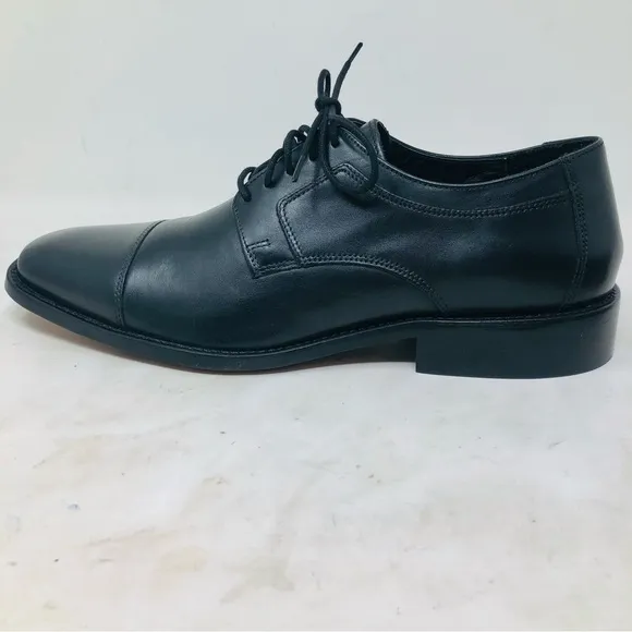Johnston &amp; Murphy Black Leather Cap Toe Oxfords