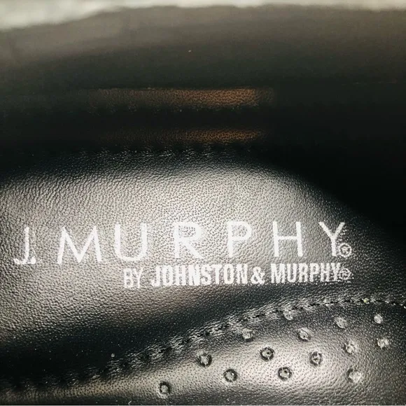 Johnston &amp; Murphy Black Leather Cap Toe Oxfords