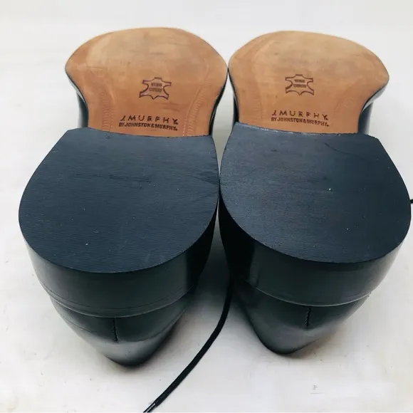 Johnston &amp; Murphy Black Leather Cap Toe Oxfords