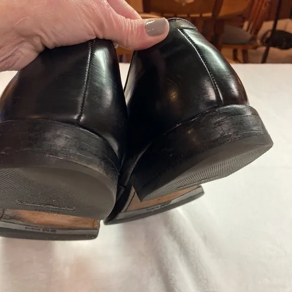 Johnston &amp; Murphy Black Leather Lace Up Black Cap Toe Oxfords Size 15 Preowned