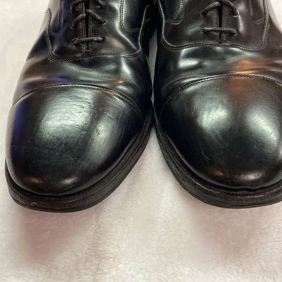 Johnston &amp; Murphy Black Leather Lace Up Black Cap Toe Oxfords Size 15 Preowned
