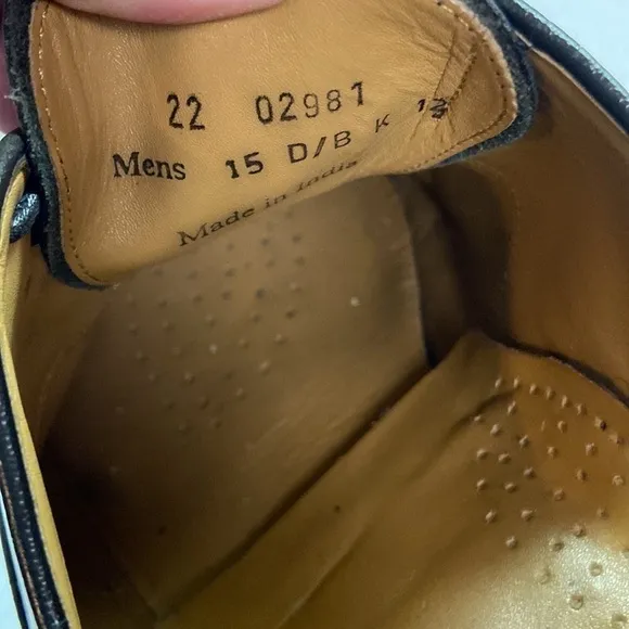 Johnston &amp; Murphy Black Leather Lace Up Black Cap Toe Oxfords Size 15 Preowned