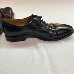 Johnston &amp; Murphy Black Leather Lace Up Black Cap Toe Oxfords Size 15 Preowned