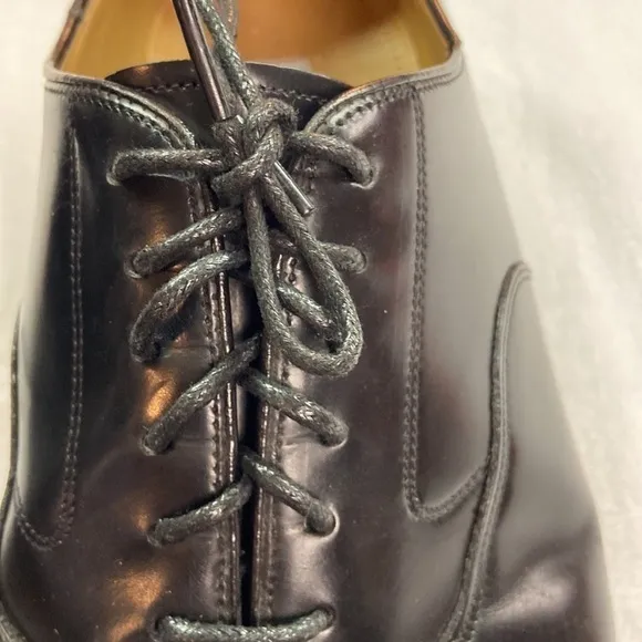 Johnston &amp; Murphy Black Leather Lace Up Black Cap Toe Oxfords Size 15 Preowned