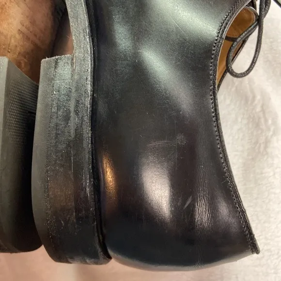 Johnston &amp; Murphy Black Leather Lace Up Black Cap Toe Oxfords Size 15 Preowned