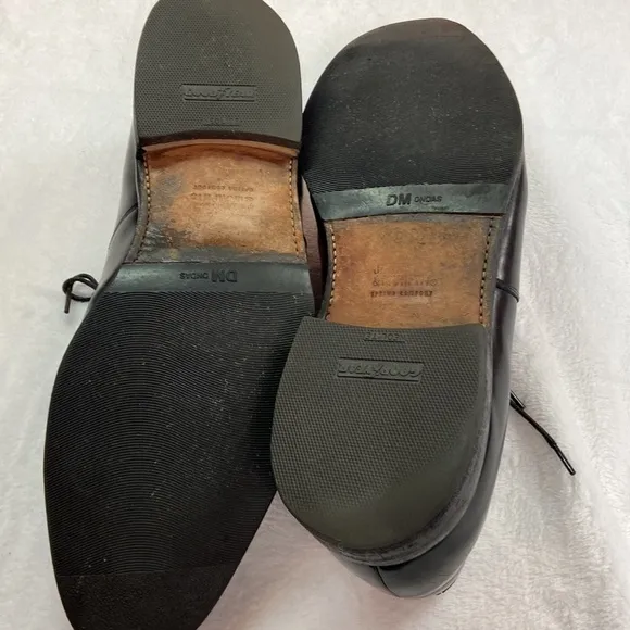 Johnston &amp; Murphy Black Leather Lace Up Black Cap Toe Oxfords Size 15 Preowned