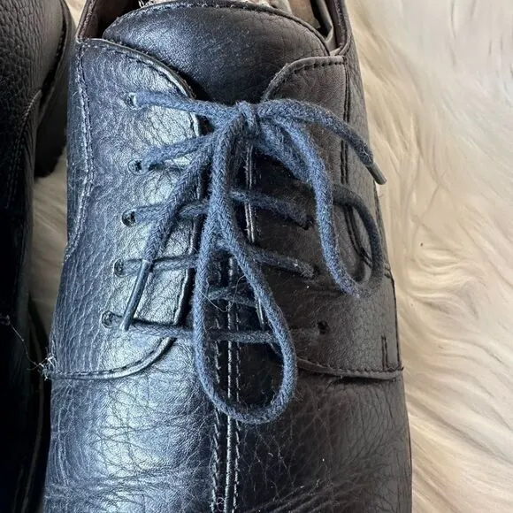 Johnston &amp; Murphy Black Sheepskin Leather Lace-Up Cap Toe Oxfords Size 12