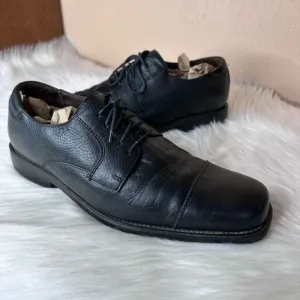 Johnston &amp; Murphy Black Sheepskin Leather Lace-Up Cap Toe Oxfords Size 12