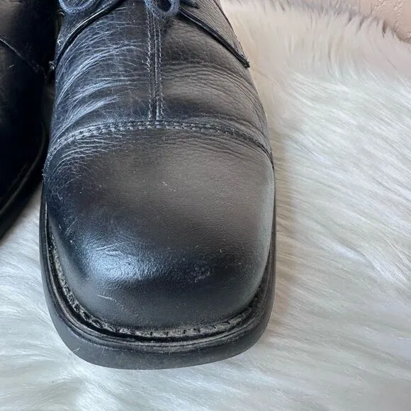 Johnston &amp; Murphy Black Sheepskin Leather Lace-Up Cap Toe Oxfords Size 12