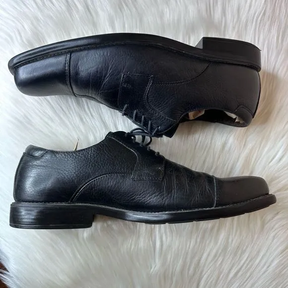 Johnston &amp; Murphy Black Sheepskin Leather Lace-Up Cap Toe Oxfords Size 12