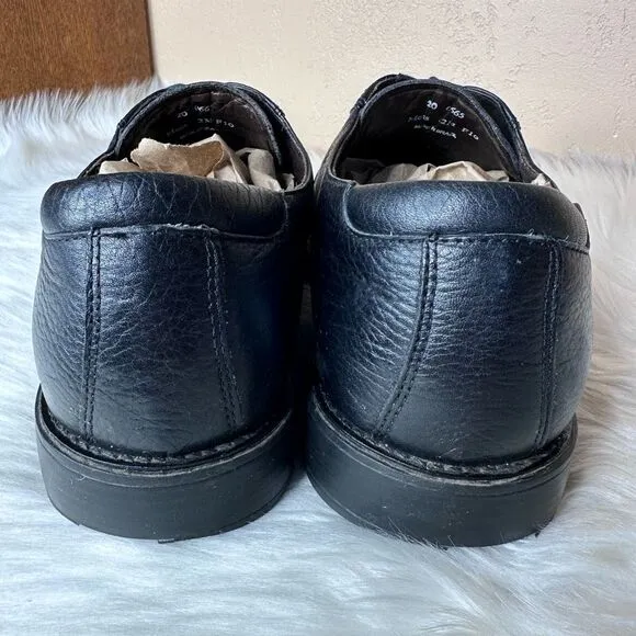 Johnston &amp; Murphy Black Sheepskin Leather Lace-Up Cap Toe Oxfords Size 12