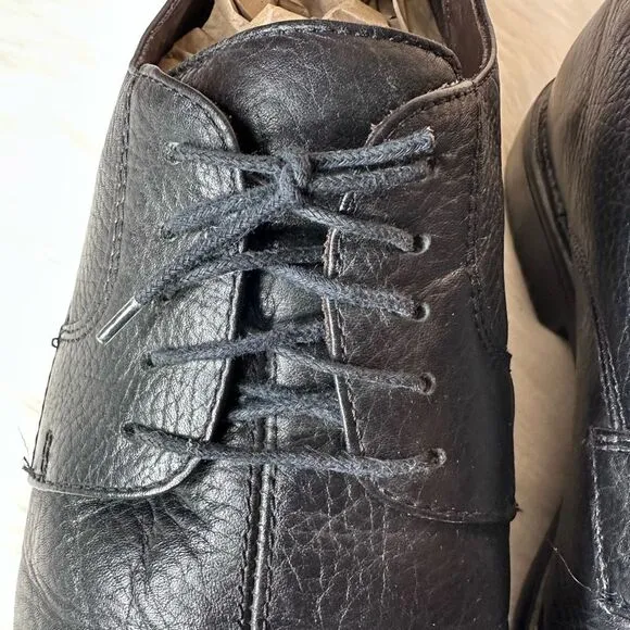 Johnston &amp; Murphy Black Sheepskin Leather Lace-Up Cap Toe Oxfords Size 12